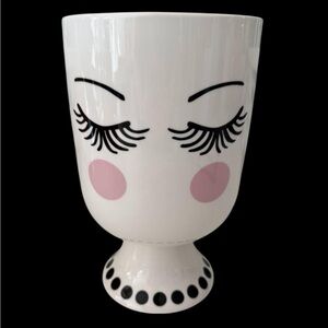 LARGE 9" TALL KALLA LADY FACE CERAMIC PLANTER VASE
